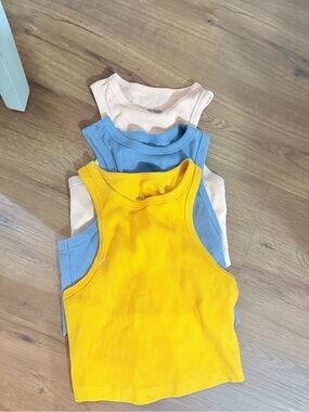 wild fable Ribbed Crop Tank - Yellow, Blue, Cream